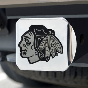 Chicago Blackhawks Chrome Emblem On Chrome Hitch Cover