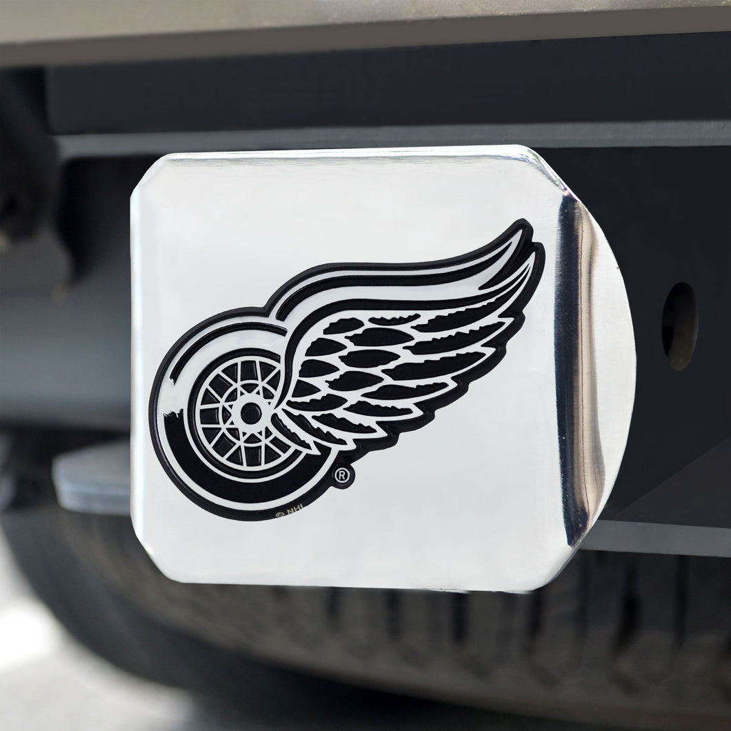 Detroit Red Wings Chrome Emblem On Chrome Hitch Cover