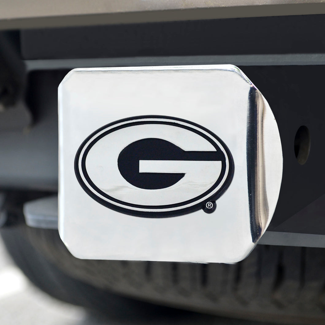 Georgia Bulldogs Chrome Emblem On Chrome Hitch Cover