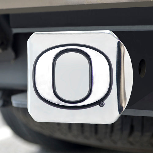 Oregon Ducks Chrome Emblem On Chrome Hitch Cover