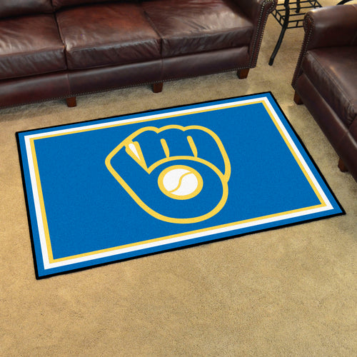 Milwaukee Brewers MB Glove Plush Rug - 4'x6'