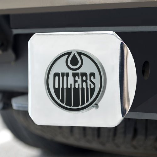 Edmonton Oilers Chrome Emblem On Chrome Hitch Cover