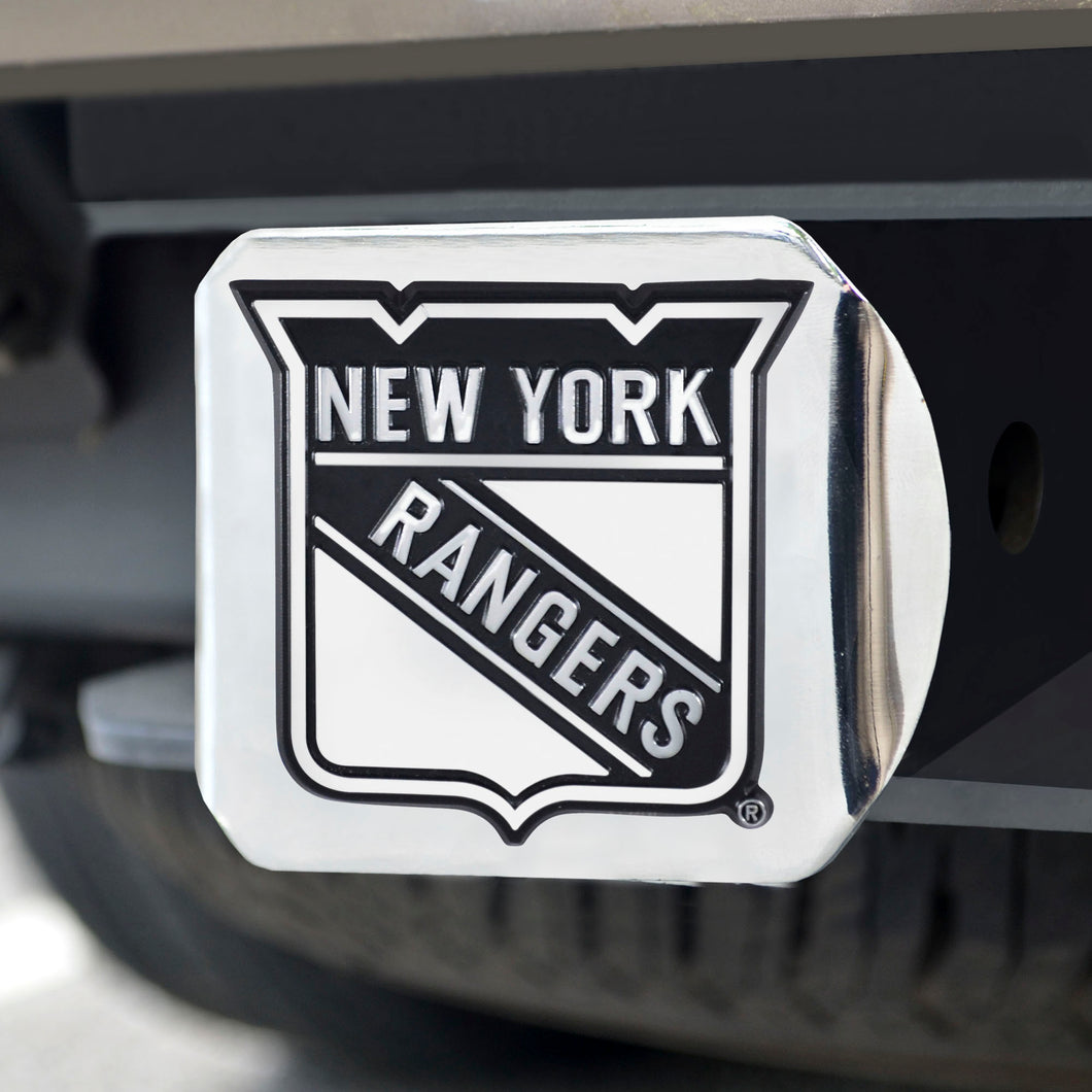 New York Rangers Chrome Emblem On Chrome Hitch Cover
