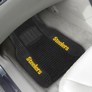 Pittsburgh Steelers 2-piece Deluxe Car Mat Set 21"x27" Wordmark 