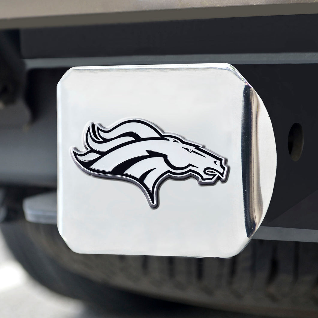 Denver Broncos Chrome Emblem on Chrome Hitch Cover 