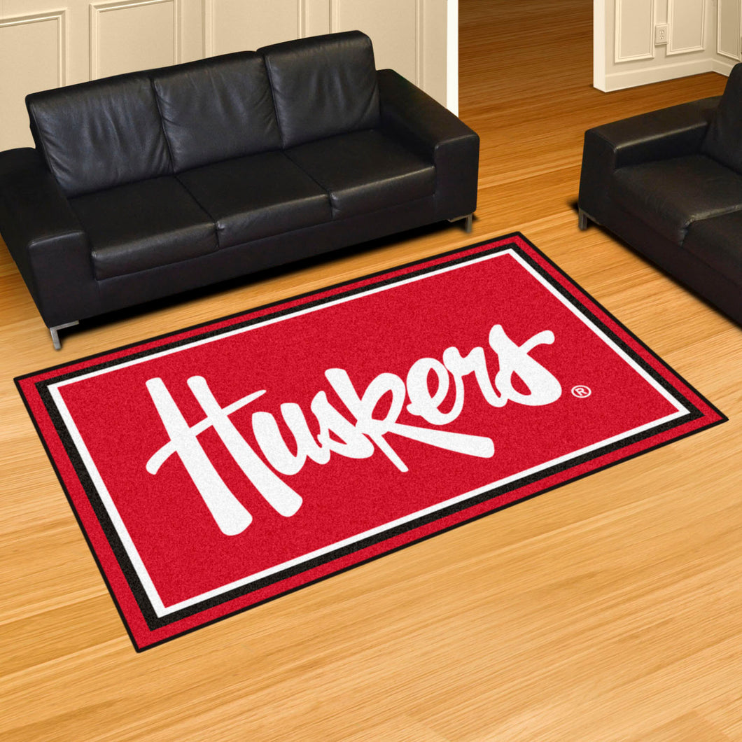 Nebraska Cornhuskers Plush Rug 5'x8'