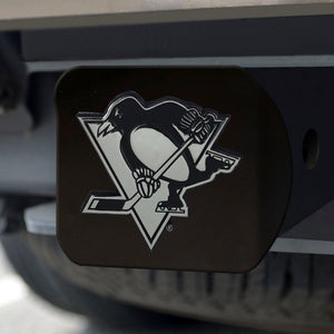 Pittsburgh Penguins Chrome Emblem On Black Hitch Cover