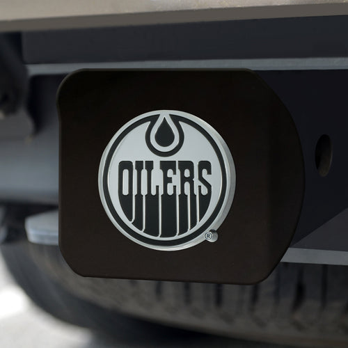 Edmonton Oilers Chrome Emblem On Black Hitch Cover