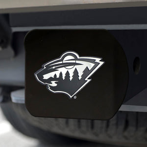 Minnesota Wild Chrome Emblem On Black Hitch Cover