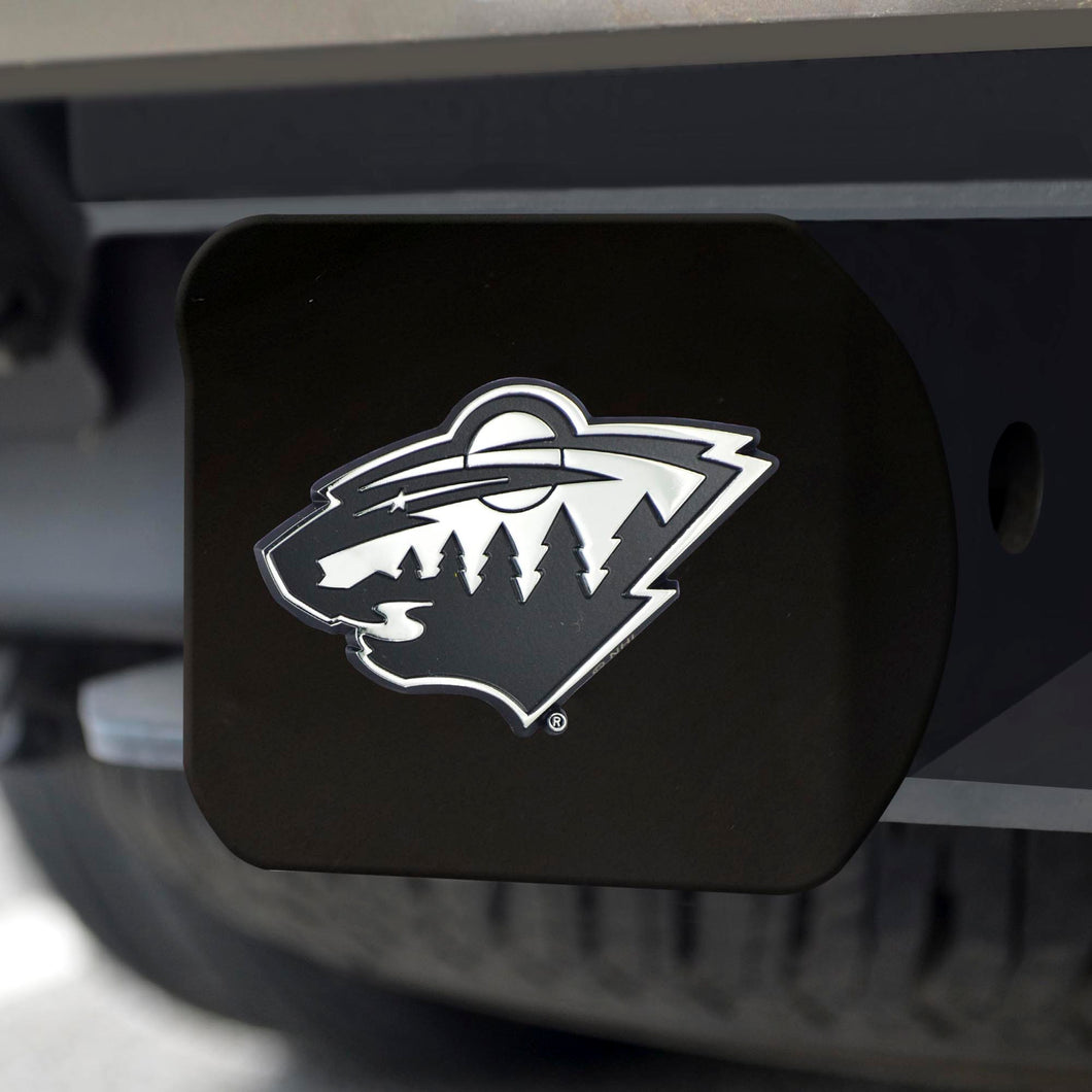 Minnesota Wild Chrome Emblem On Black Hitch Cover