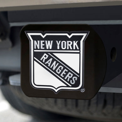 New York Rangers Chrome Emblem On Black Hitch Cover