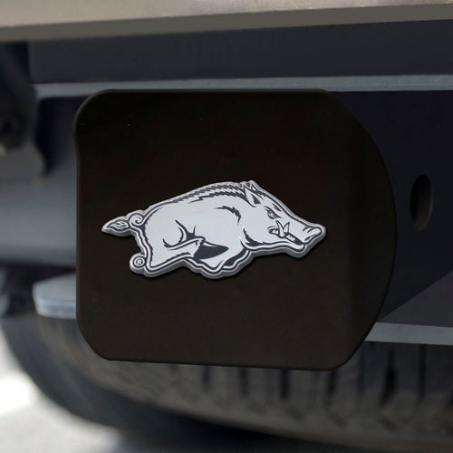 Arkansas Razorbacks Chrome Emblem On Black Hitch Cover