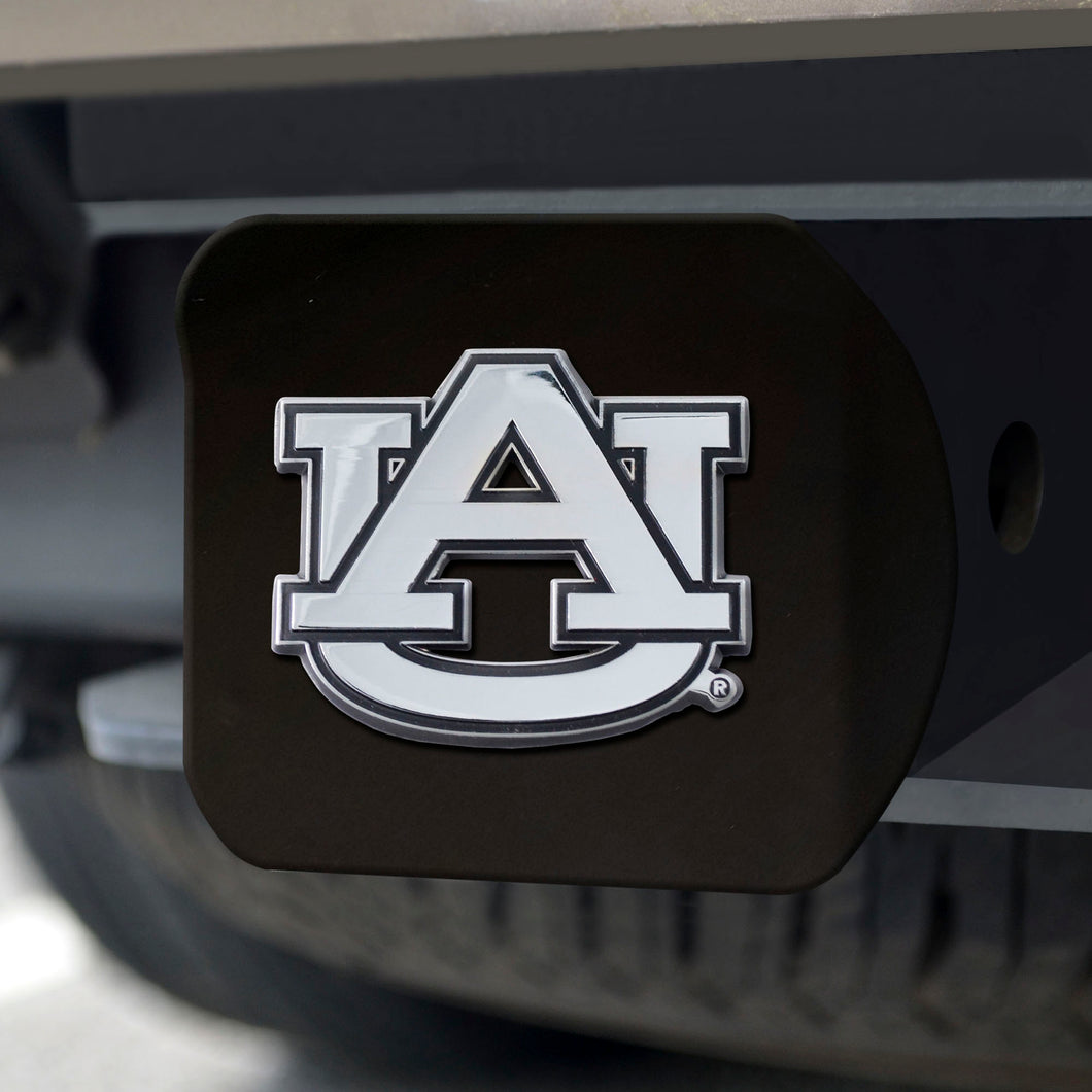 Auburn Tigers Chrome Emblem On Black Hitch Cover