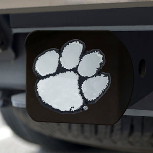 Clemson Tigers Chrome Emblem On Black Hitch Cover