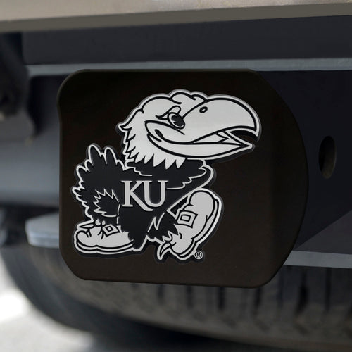 Kansas Jayhawks Chrome Emblem On Black Hitch Cover