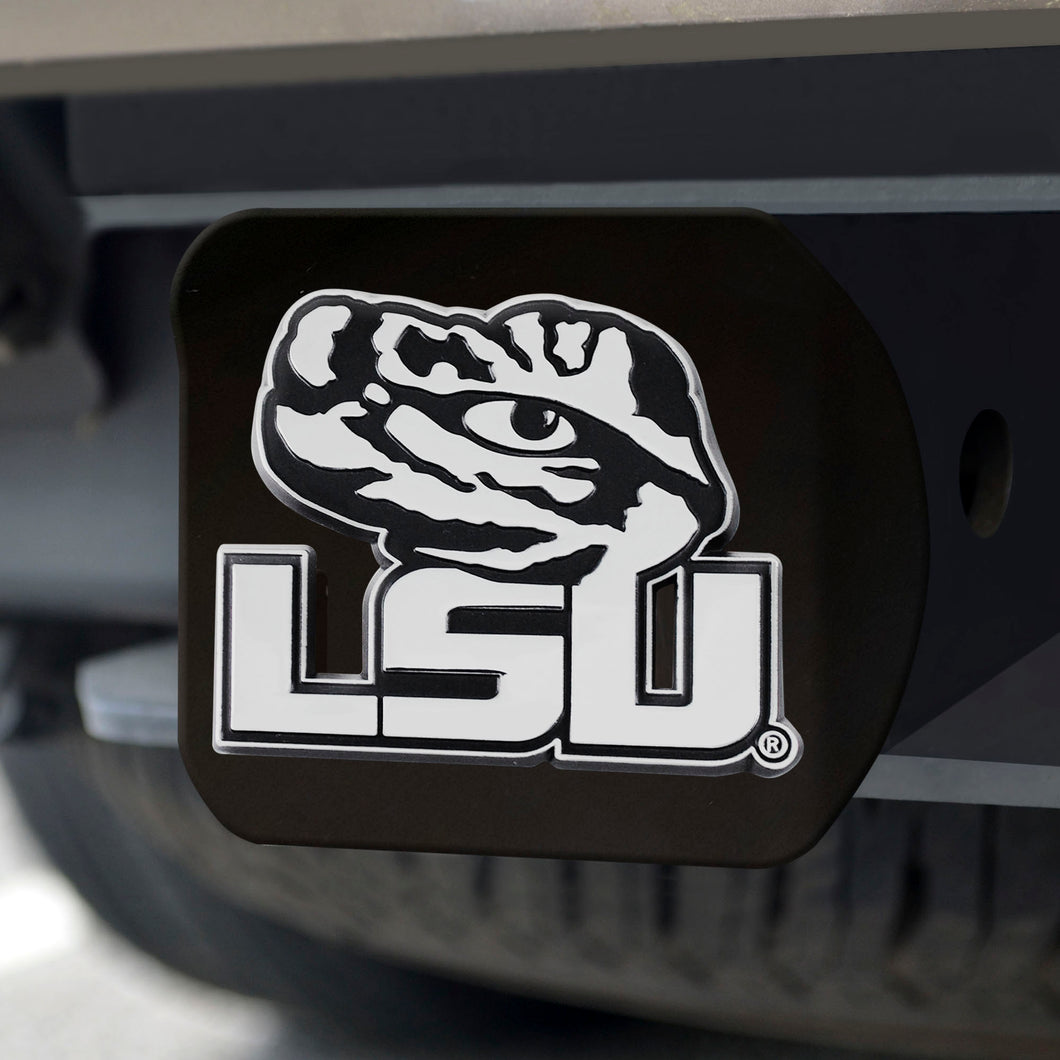 LSU Tigers Chrome Emblem On Black Hitch Cover