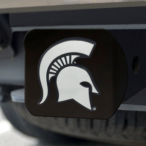 Michigan State Spartans Chrome Emblem On Black Hitch Cover