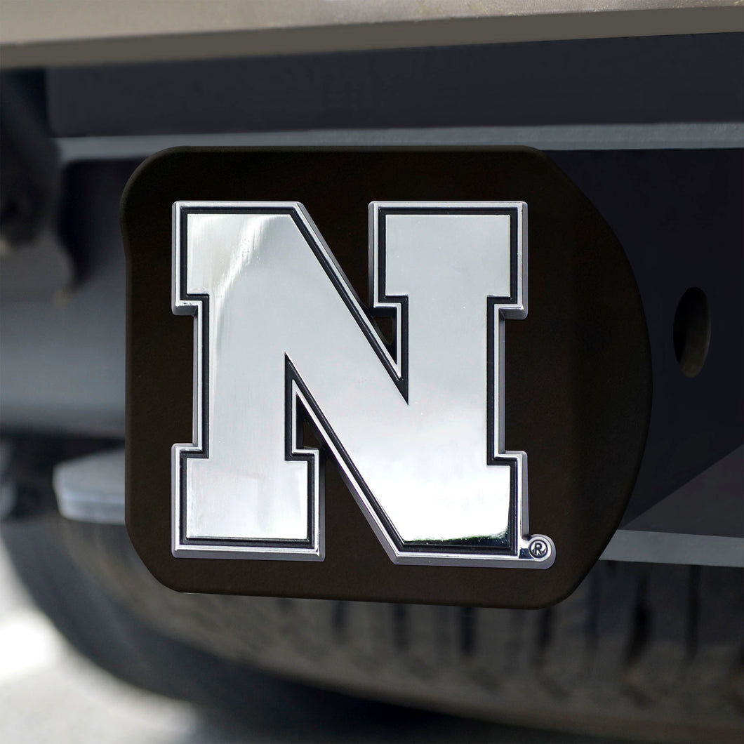 Nebraska Cornhuskers Chrome Emblem On Black Hitch Cover