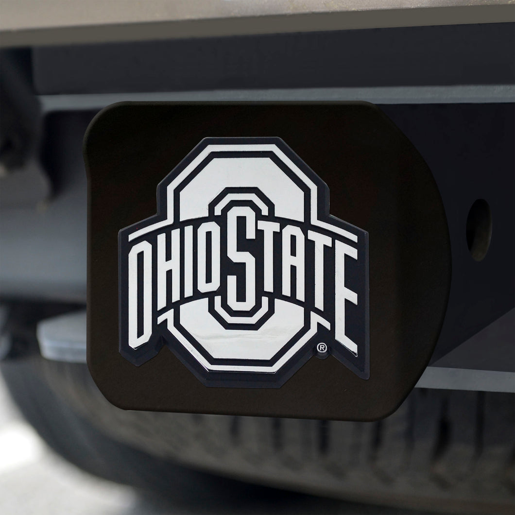 Ohio State Buckeyes Chrome Emblem On Black Hitch Cover