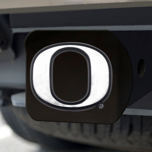 Oregon Ducks Chrome Emblem On Black Hitch Cover