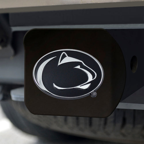 Penn State Nittany Lions Chrome Emblem On Black Hitch Cover