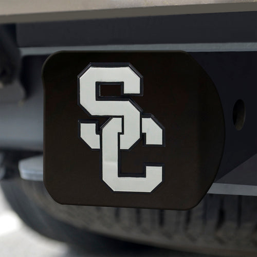 USC Trojans Chrome Emblem On Black Hitch Cover