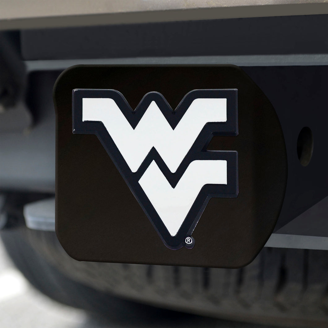 West Virginia Mountaineers Chrome Emblem On Black Hitch Cover