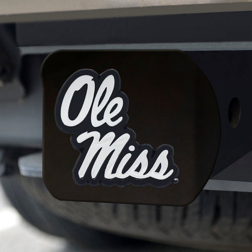 Ole Miss Rebels Chrome Emblem On Black Hitch Cover