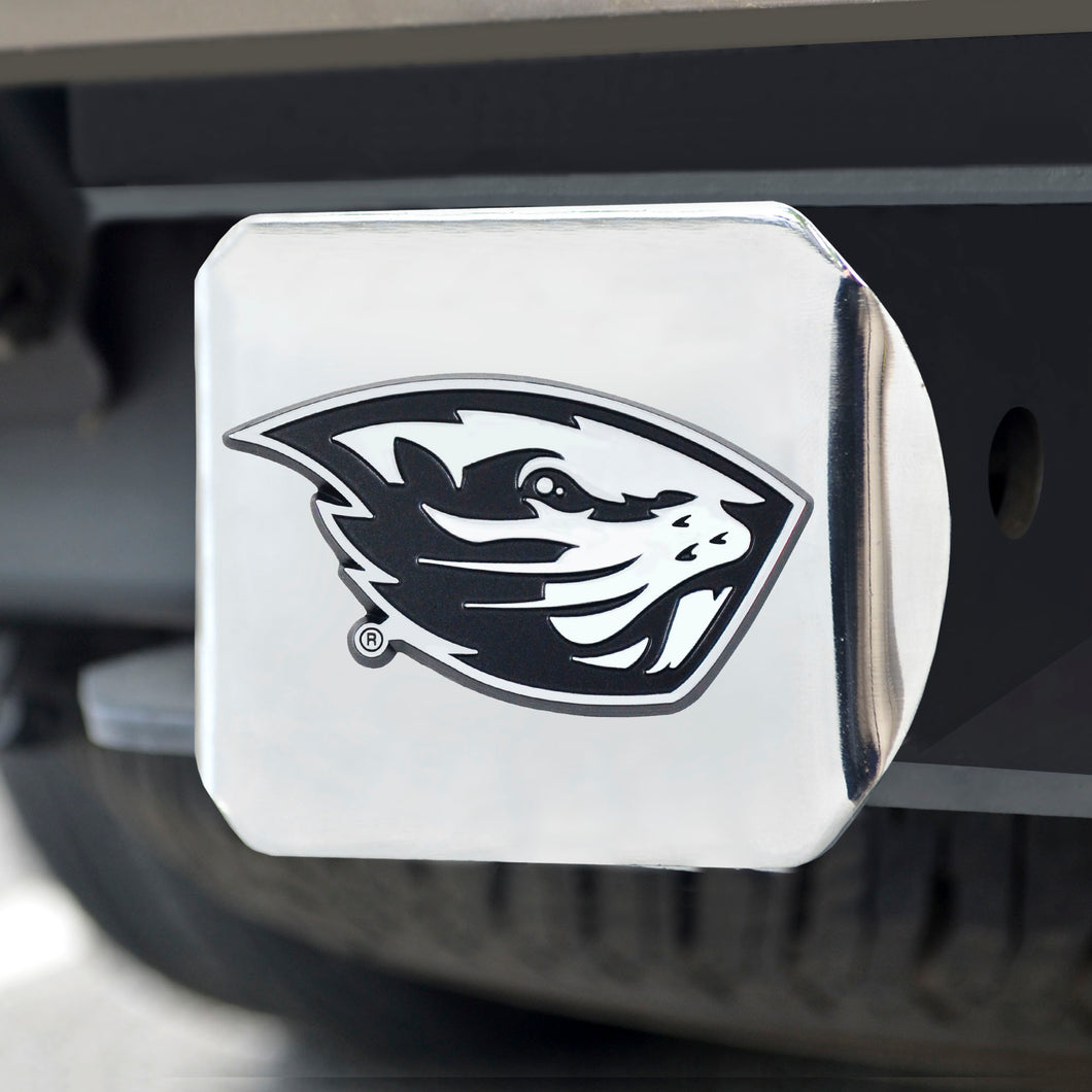 Oregon State Beavers Chrome Emblem On Chrome Hitch Cover