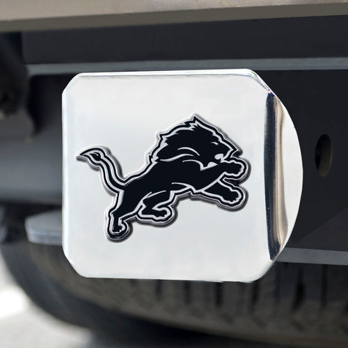 Detroit Lions Chrome Emblem on Chrome Hitch Cover 