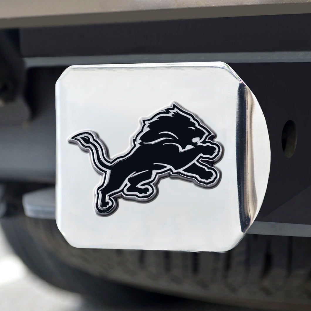 Detroit Lions Chrome Emblem on Chrome Hitch Cover 