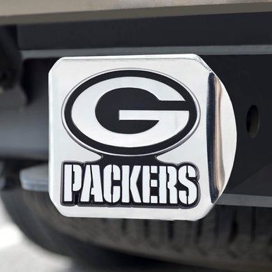 Green Bay Packers Chrome Emblem on Chrome Hitch Cover 