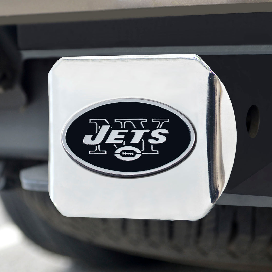 New York Jets Chrome Emblem on Chrome Hitch Cover 
