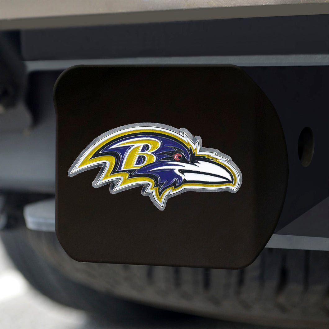 Baltimore Ravens Color Emblem On Black Hitch Cover