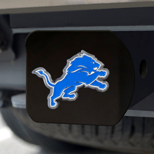 Detroit Lions Color Emblem On Black Hitch Cover