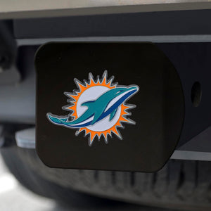 Miami Dolphins Color Emblem On Black Hitch Cover
