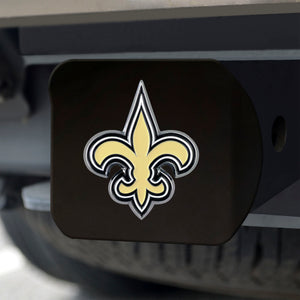 New Orleans Saints Color Emblem On Black Hitch Cover