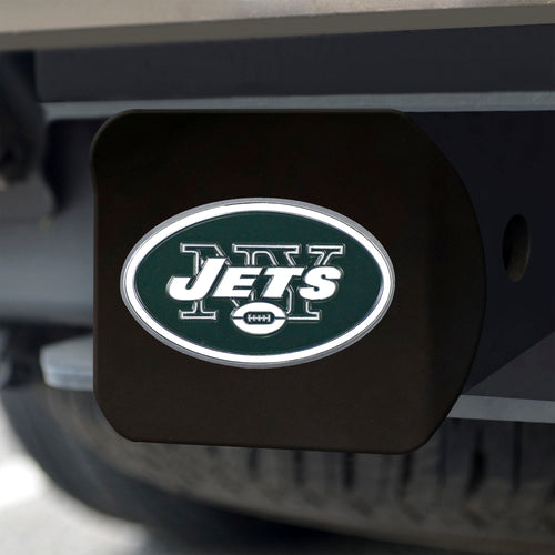 New York Jets Color Emblem On Black Hitch Cover