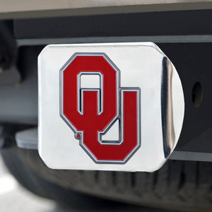 Oklahoma Sooners Color Emblem On Chrome Hitch 