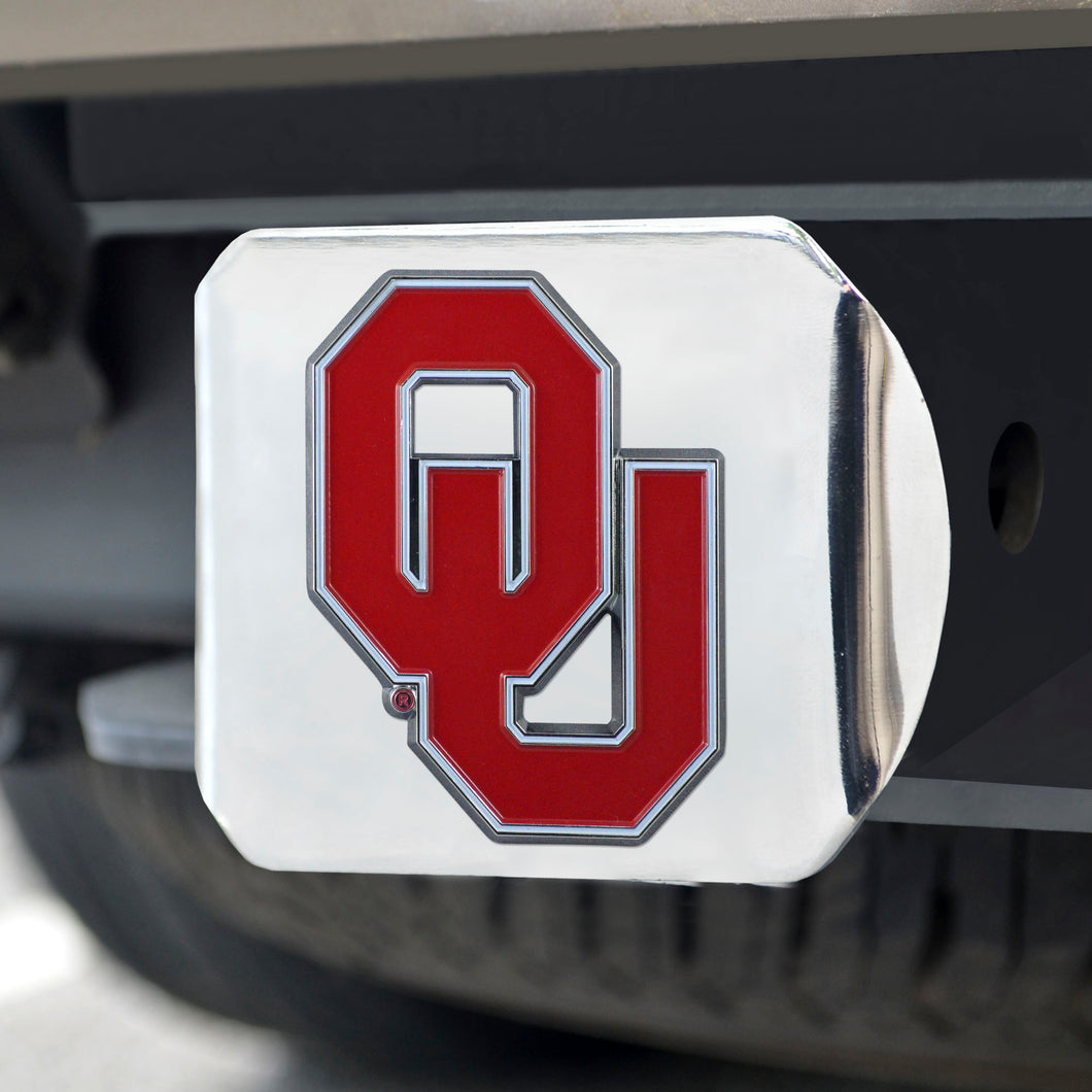 Oklahoma Sooners Color Emblem On Chrome Hitch 