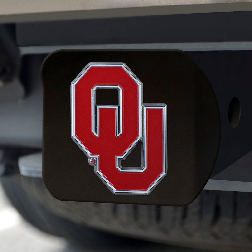 Oklahoma Sooners Color Emblem On Black Hitch 