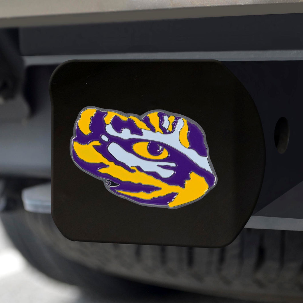 LSU Tigers Color Emblem On Black Hitch 