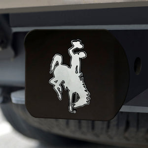 Wyoming Cowboys Chrome Emblem On Black Hitch Cover
