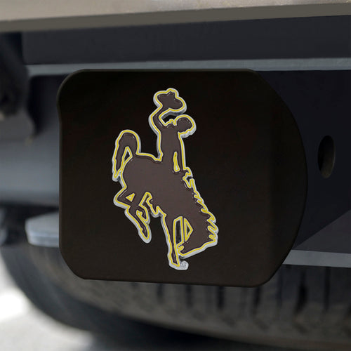 Wyoming Cowboys Color Emblem On Black Hitch 