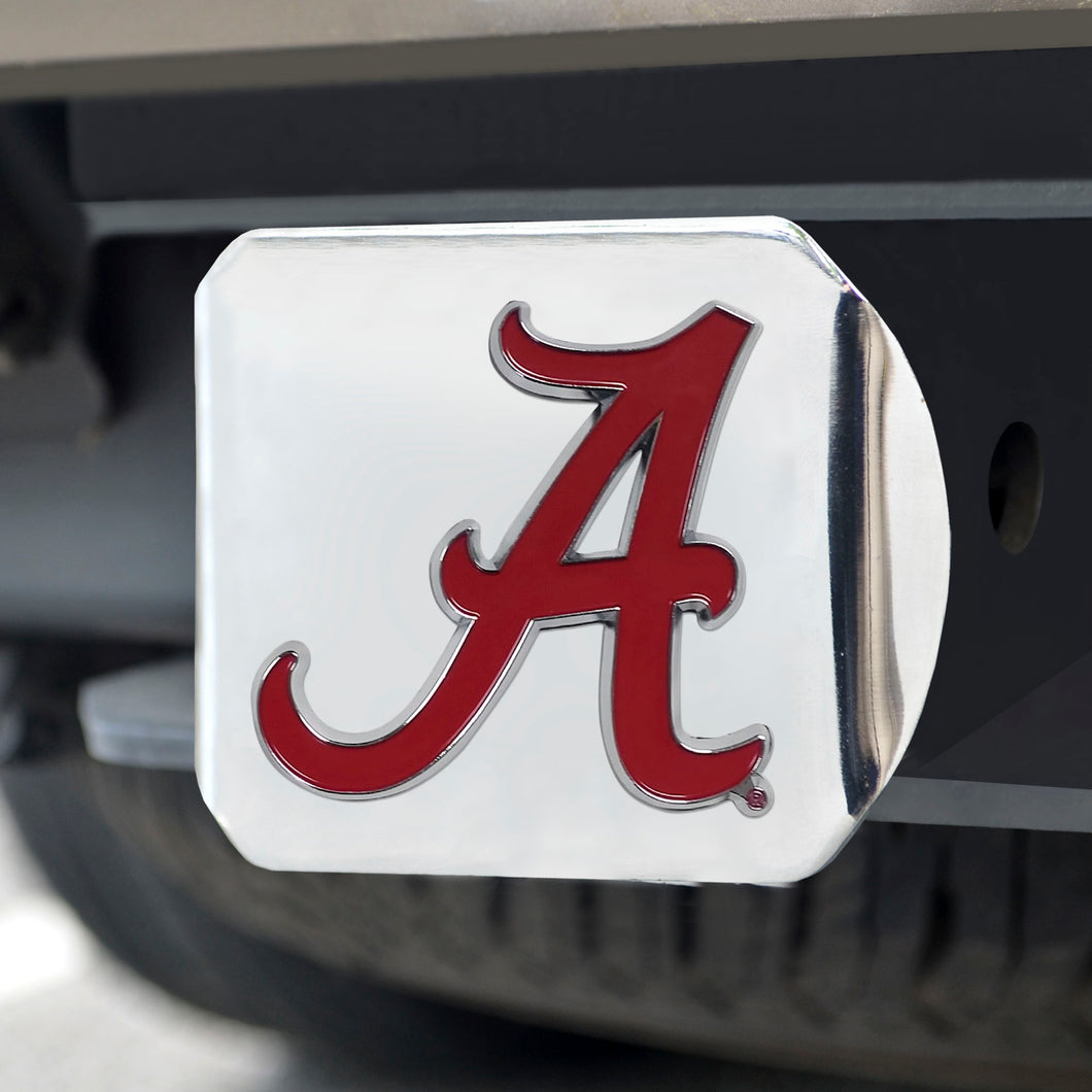 Alabama Crimson Tide Color Emblem On Chrome Hitch 