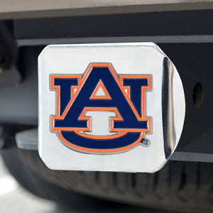 Auburn Tigers Color Emblem On Chrome Hitch 