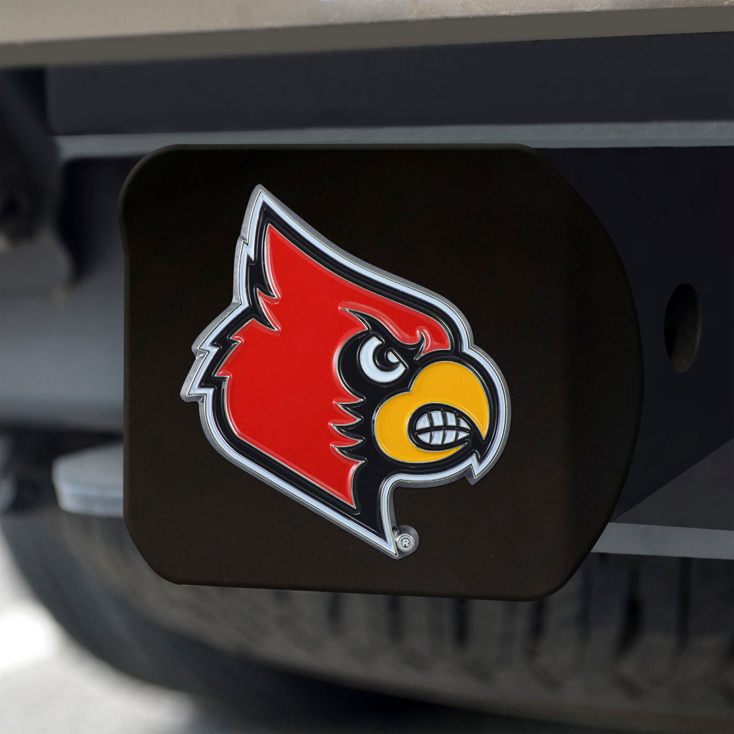 Louisville Cardinals Color Emblem On Black Hitch 