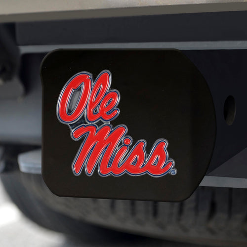 Ole Miss Rebels Color Emblem On Black Hitch 