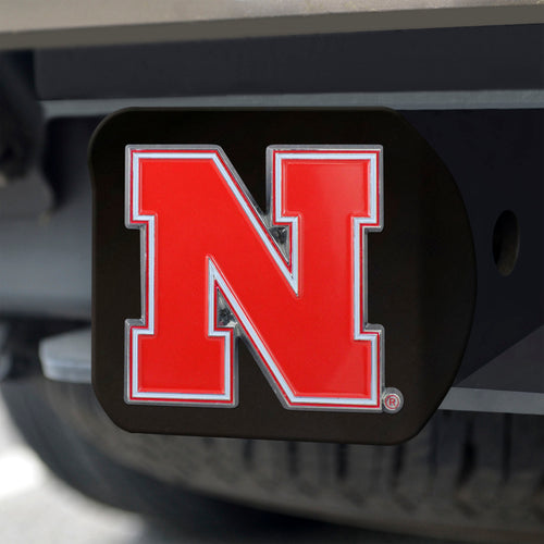 Nebraska Cornhuskers Color Emblem On Black Hitch 