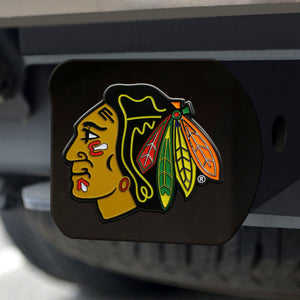 Chicago Blackhawks Color Emblem On Black Hitch Cover